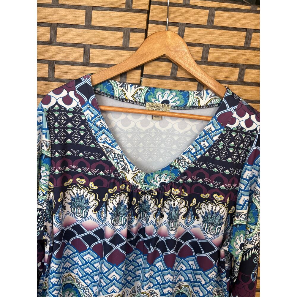 One World Boho Tunic Top Size 1X - Picture 3 of 8